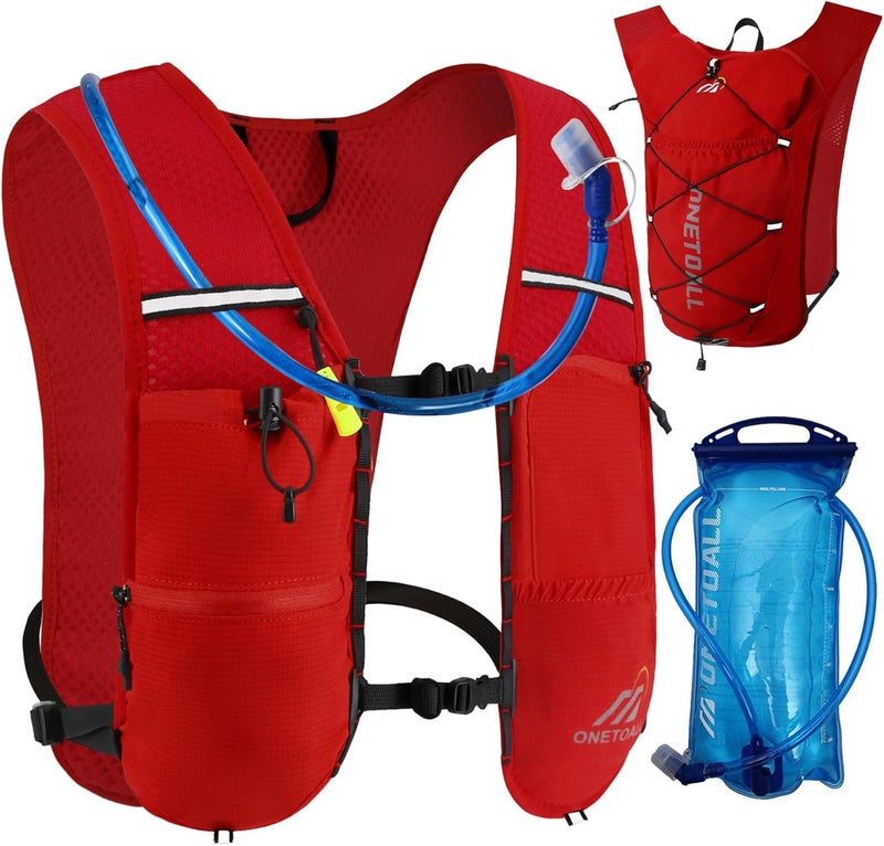 ONETOALL Running Vest for Women & Men, 6L Hydration Backpack with 2L Water Bladder, Lightweight Water Backpack for Trail Running, Marathon, Hiking, Cycling, Jogging, Adjustable Fit - Image 1